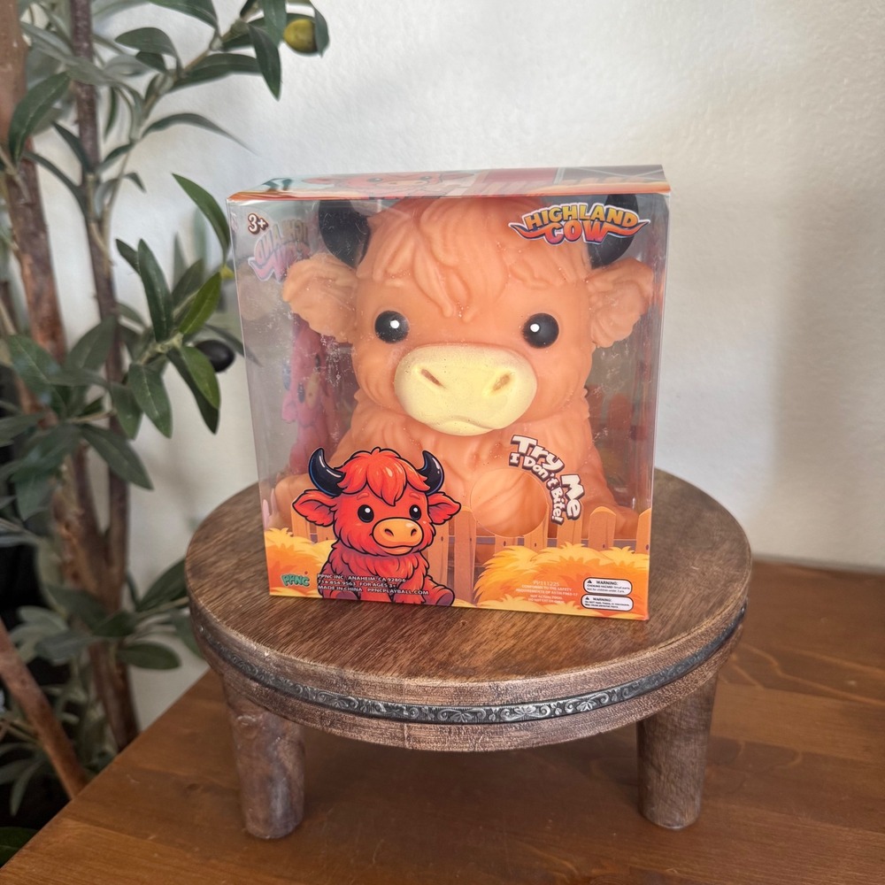PPNC Highland Cow Squishy Sensory Toy Relief Viral Orange Farm Animal Fidget NEW
